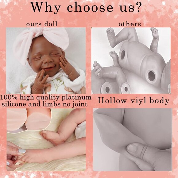 17inch Realistic Full Body Silicone Closed Eyes SmilingNewborn Mia-Tan Baby Girl - Picture 3 of 6